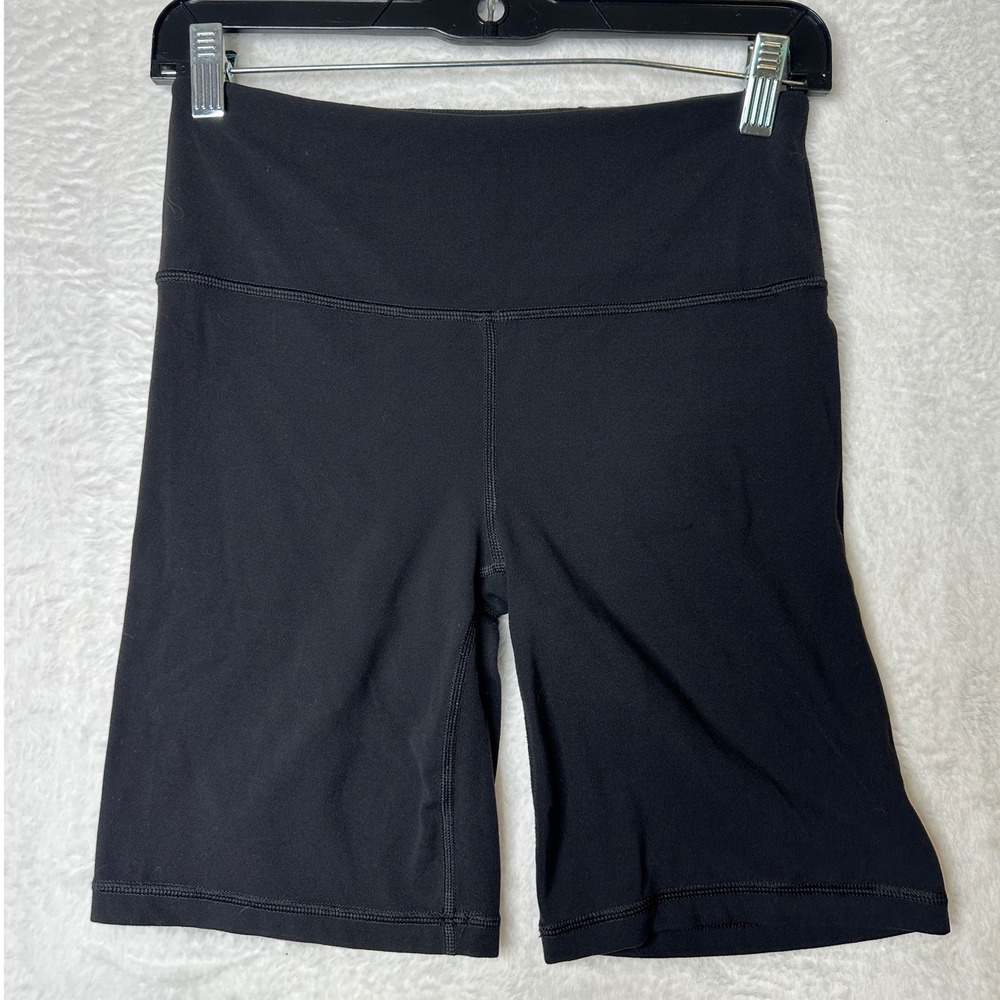 Athleta Womens High Waisted Biker Shorts Black Size S Activewear Yoga Cycling 7"